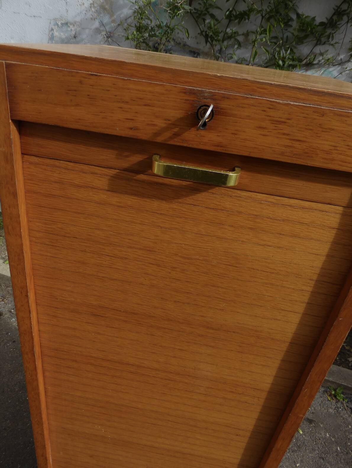 Vintage 1960s storage cabinet with curtains