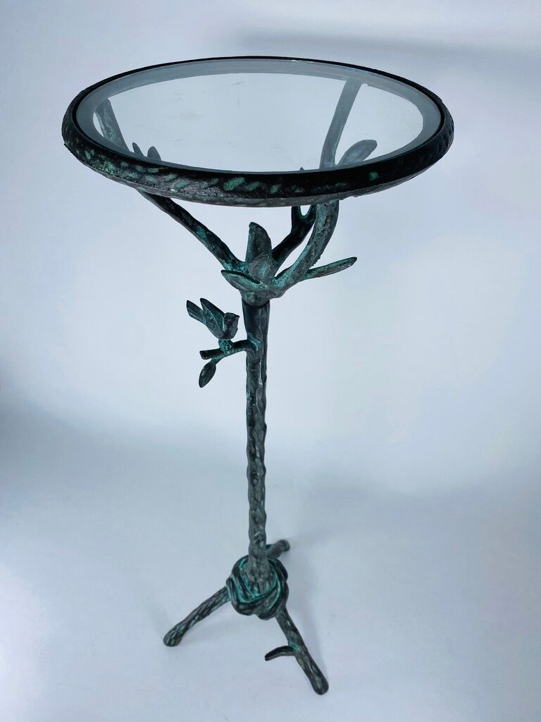 Metal pedestal table in the manner of Diego Giacometti