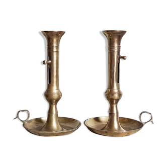 Pair of old brass candlesticks