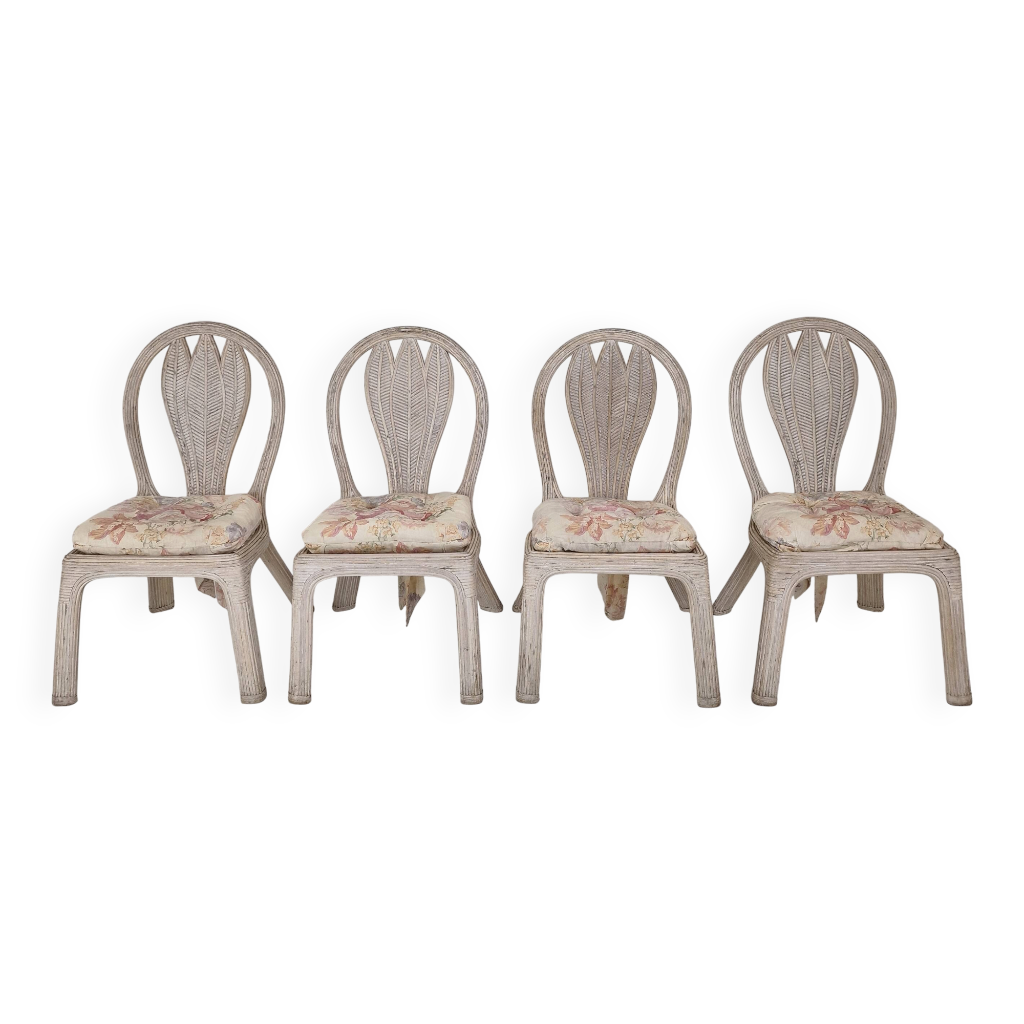 Set of 4 Vintage 'Palm Leaf' Chairs by Vivai del Sud – Hollywood Regency