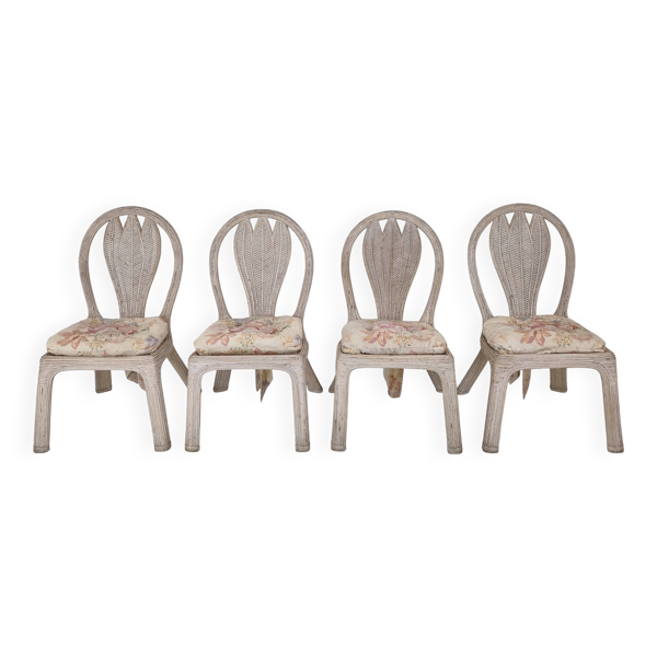 Ensemble de 4 chaises vintage 'Palm Leaf' par Vivai del Sud – Hollywood Regency