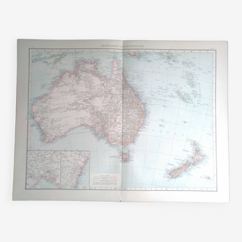 Une carte géographique issue Atlas Richard Andrees 1887 Australien  Australie Neusseland