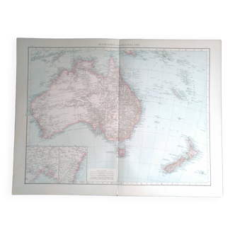 Une carte géographique issue Atlas Richard Andrees 1887 Australien  Australie Neusseland