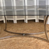 Smoked glass table and chrome legs