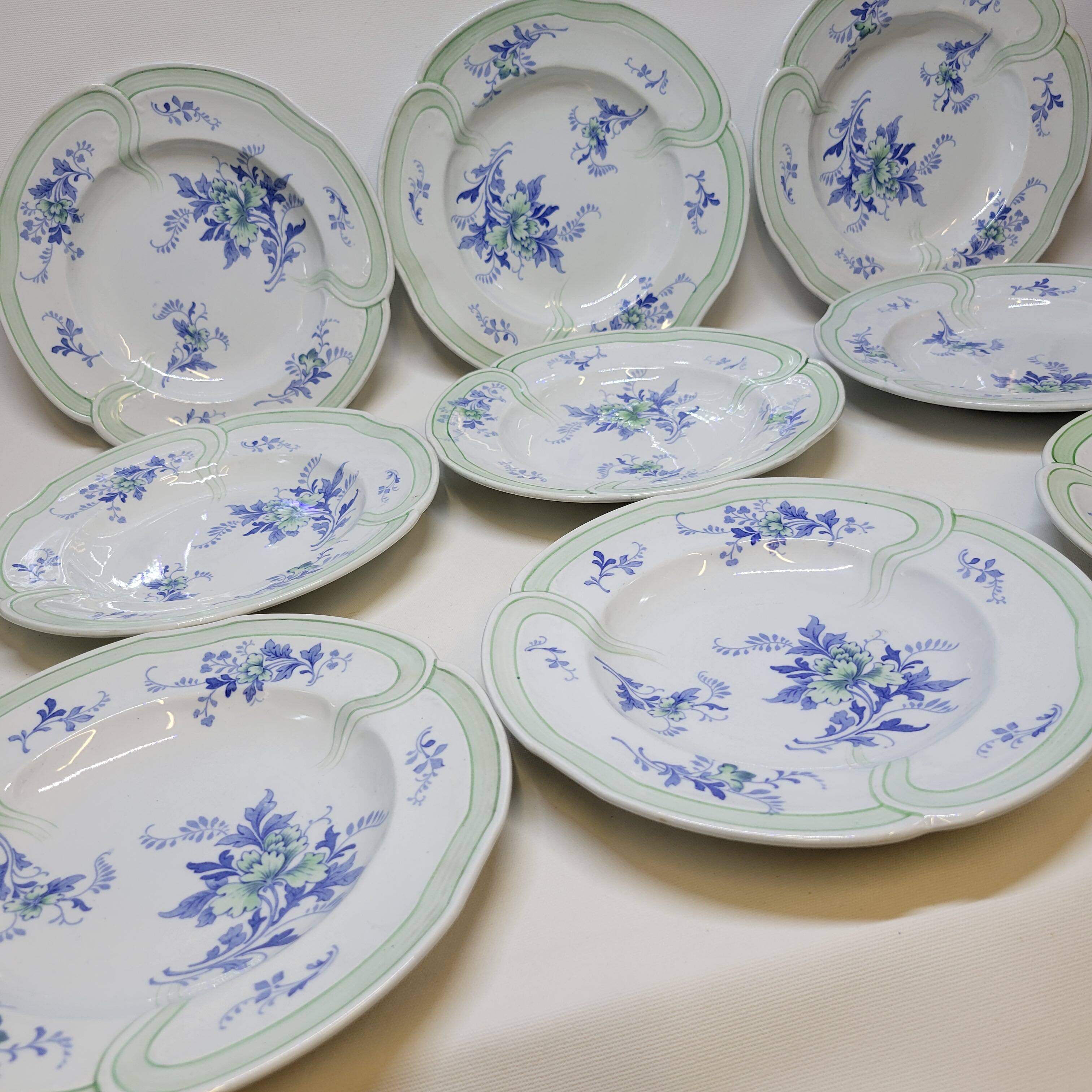 9 Antique KG Lunéville Plates, Regence Model
