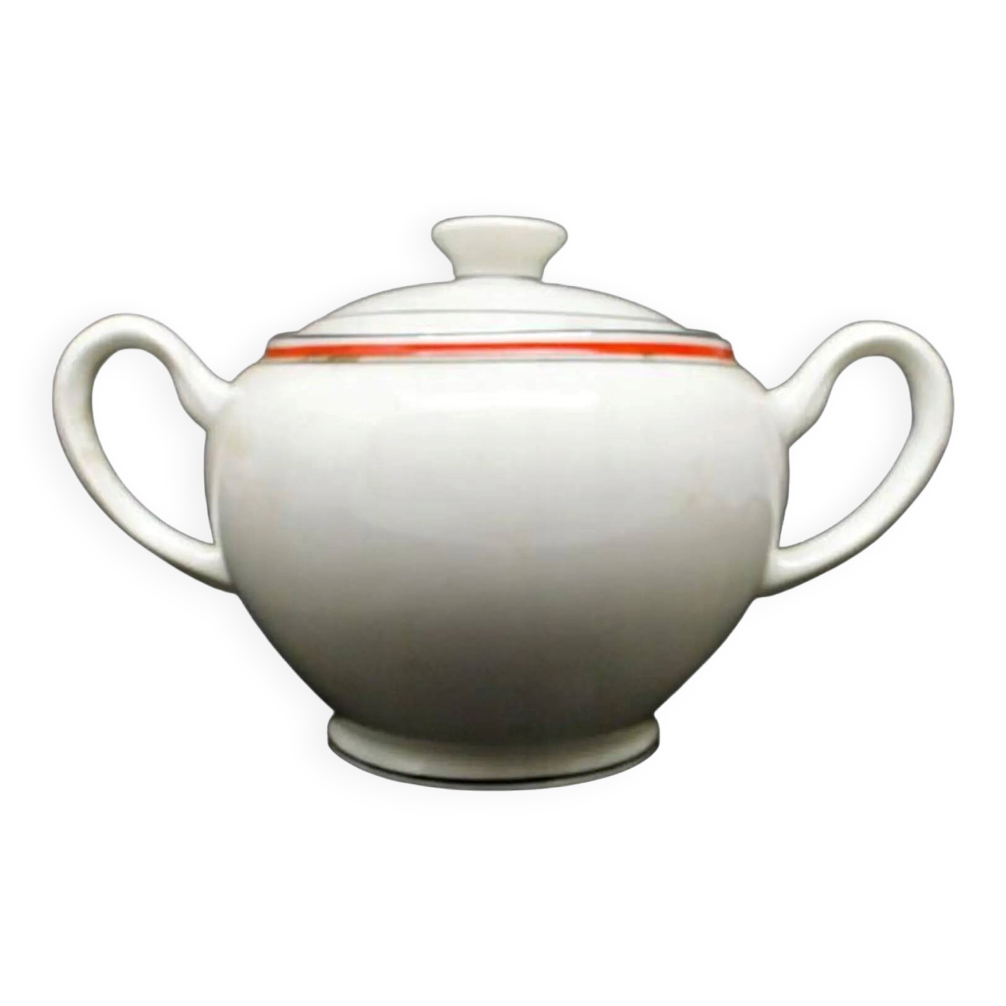 Art déco sugar bowl, cream ceramic, Poland, 1930s