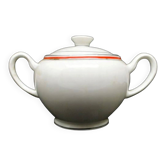 Art déco sugar bowl, cream ceramic, Poland, 1930s