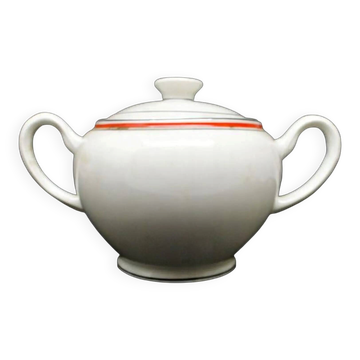 Art déco sugar bowl, cream ceramic, Poland, 1930s