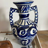 Blue-patterned ceramic vase