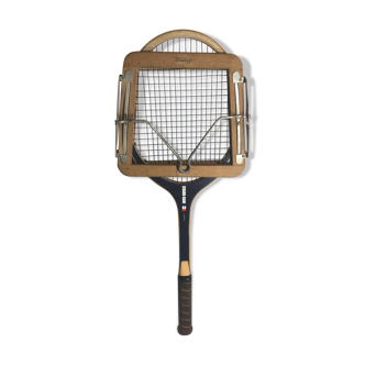 Raquette tennis ancienne gerard Siane bois + cuir + protection dunlop vintage