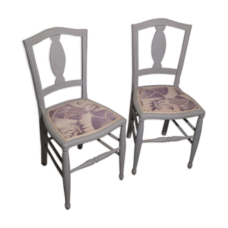 pair of art deco carpeted chairs
