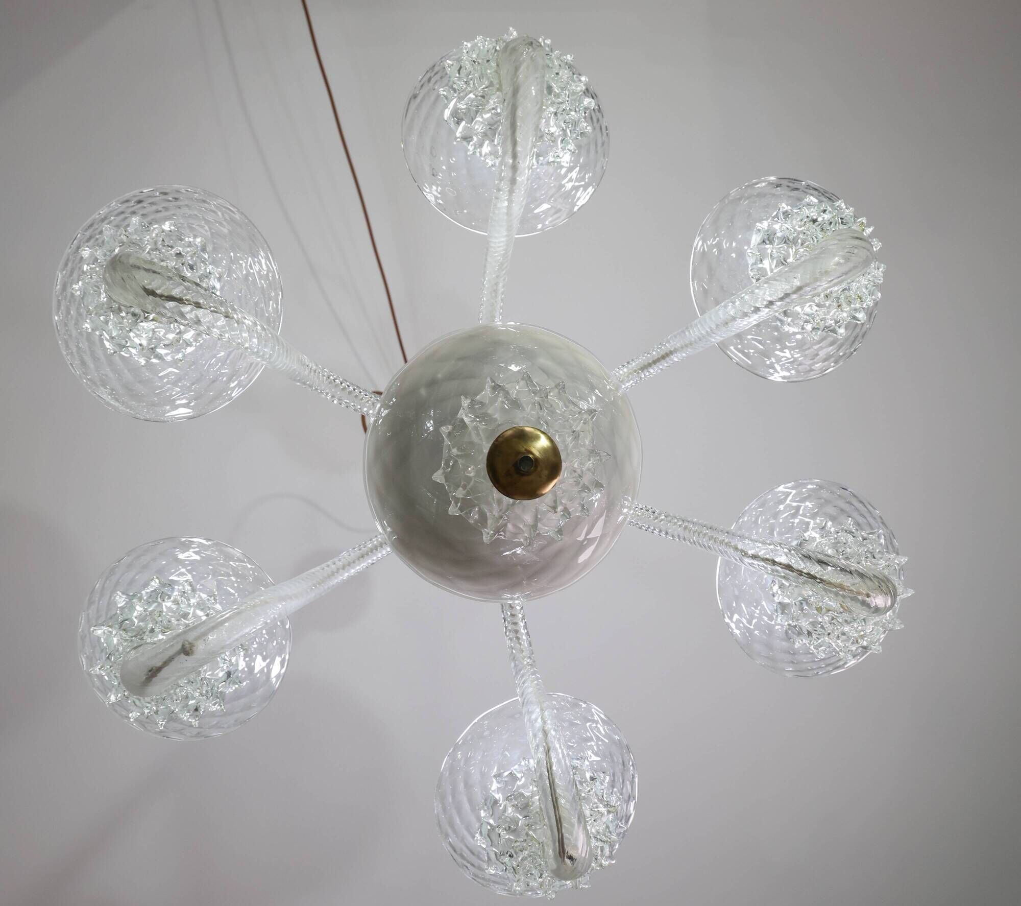 Extraordinary 6 Light Rostrato Murano Glass Chandelier by Barovier & Toso,