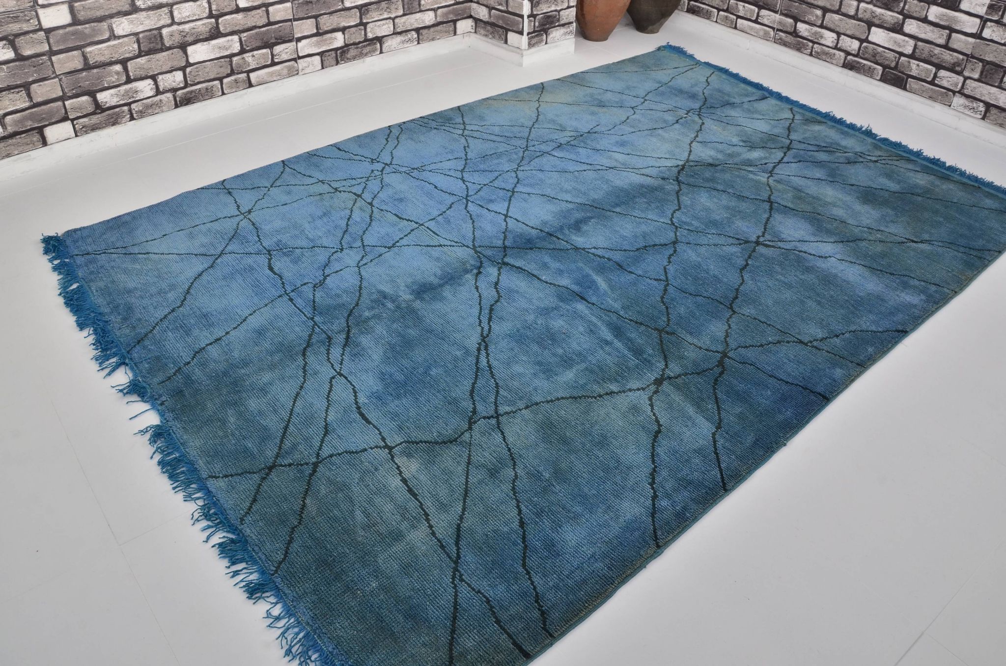 Turqouise Vintage Handmade Hemp Rug sku 3001