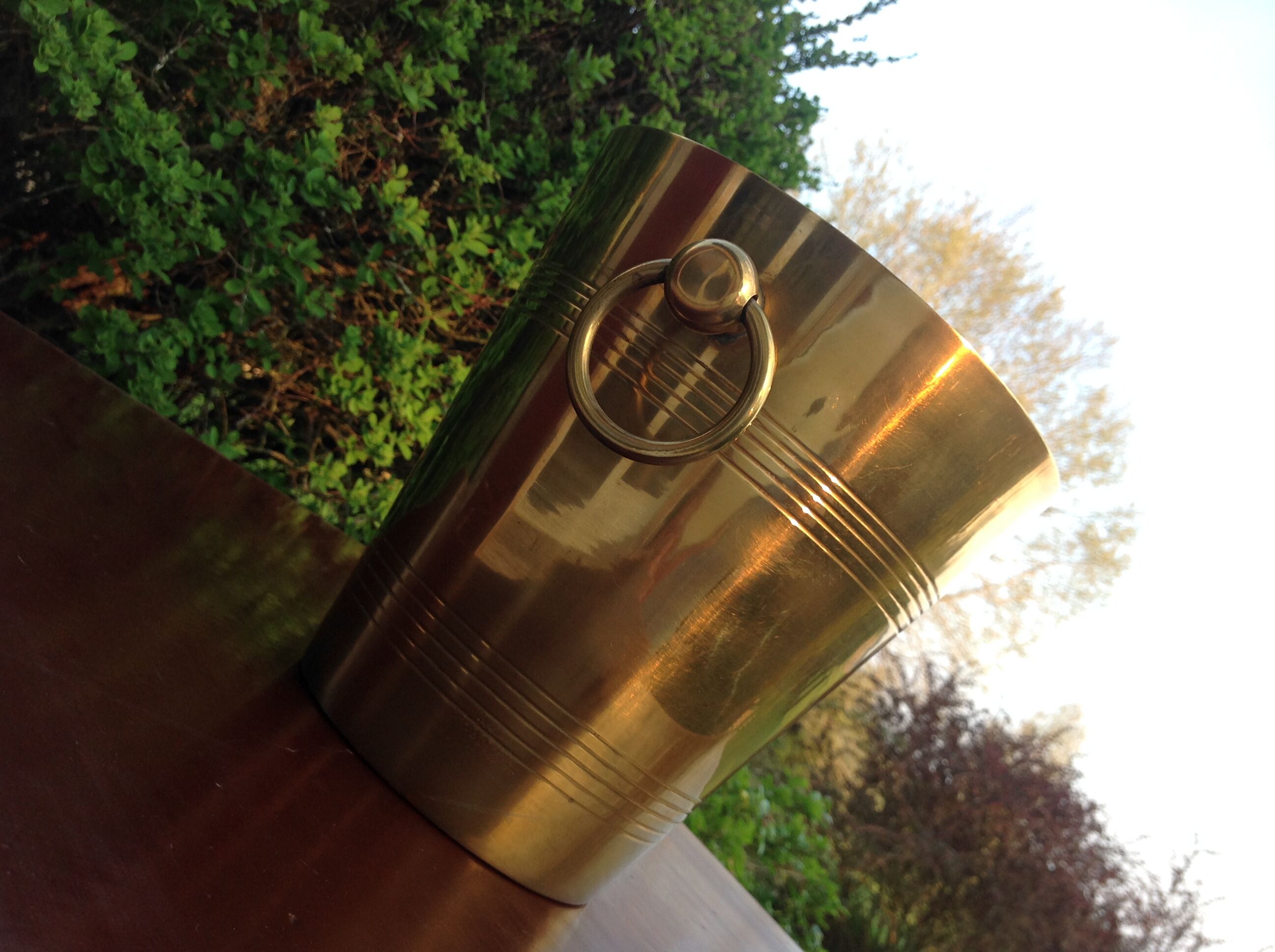 Yellow copper champagne bucket / vintage 70s