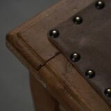 A pair of antique Danish pine stools from the late 19th century.