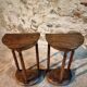 Pair of antique solid wood half-moon side tables, 19th century