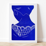 Original linocut - geisha