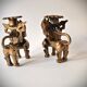 Pair of vintage brass candlesticks, Foo Dogs / Guardian Lions