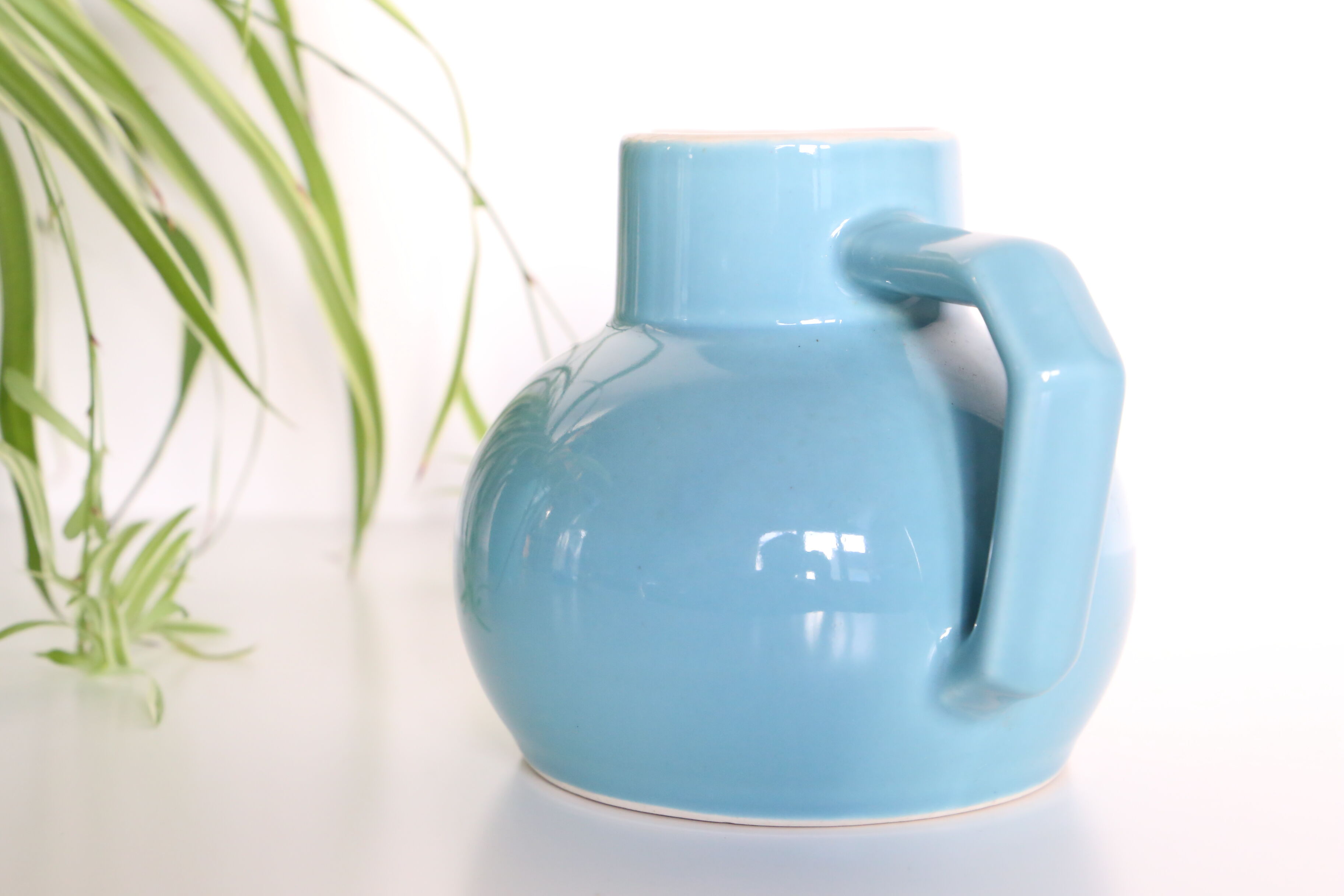 Blue water pitcher, plain, 1960s
