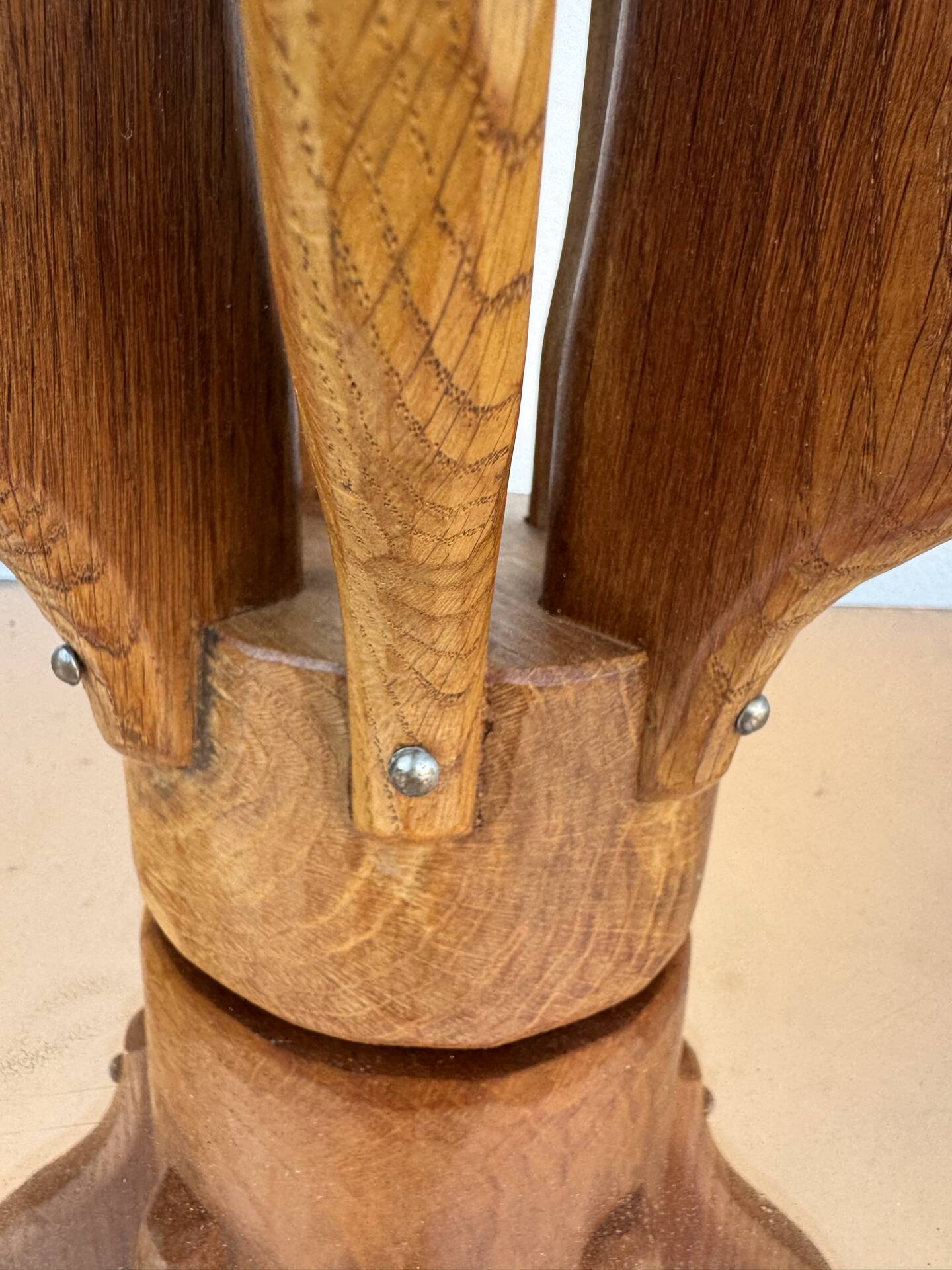 Brutalist teak wood lamp from the 1960s.