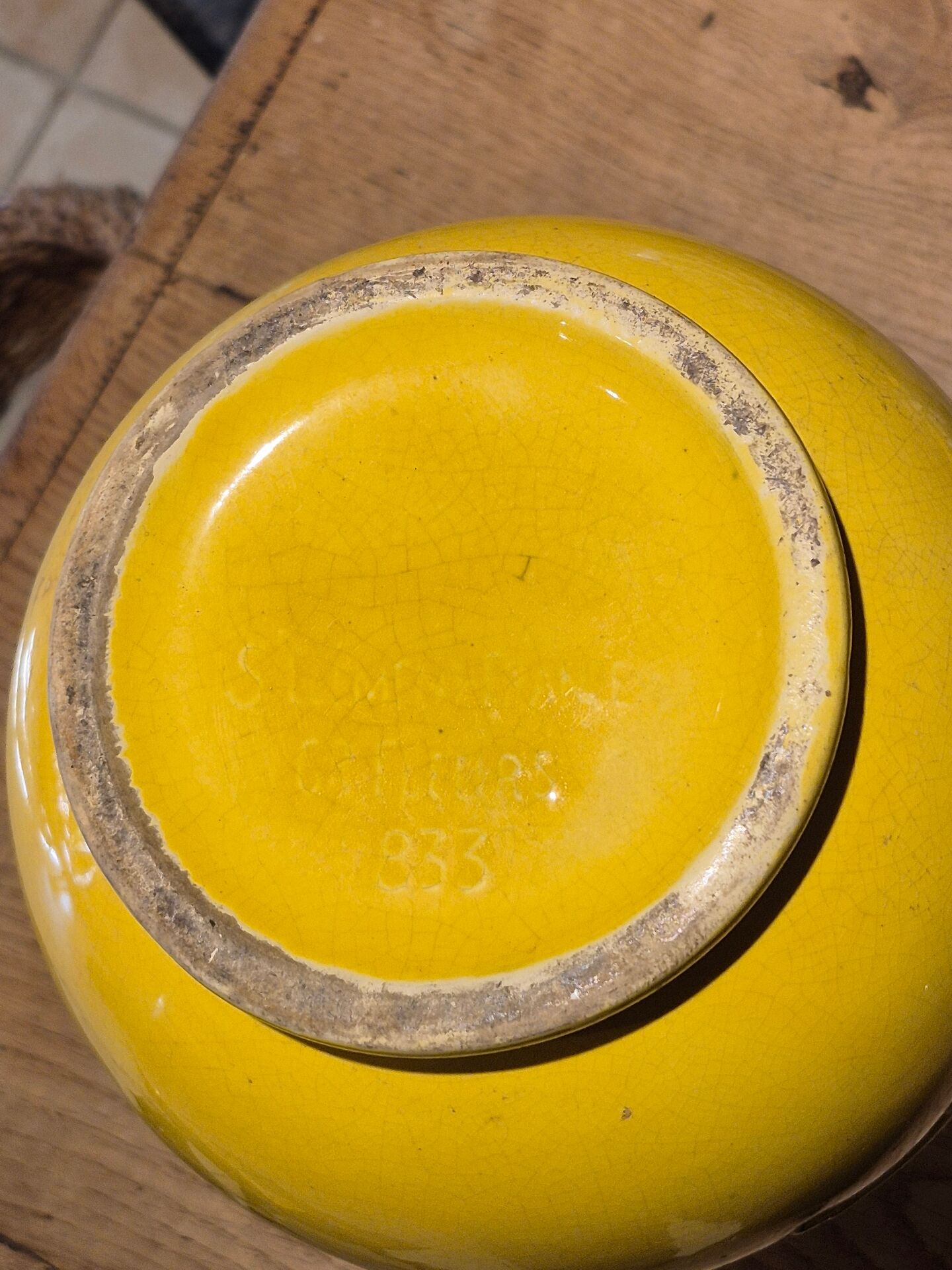 Art Deco vase Saint-Clément no. 833 in yellow earthenware, 1930s