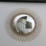 Miroir vintage en Fils de Laiton, modulable, Recouvert d'or fin, 1960-70