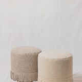 Pair of wool poufs