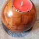 Scandinavian candle holder in elm magnifying glass