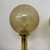 Set of 2 large globe table lamp glass and brass
