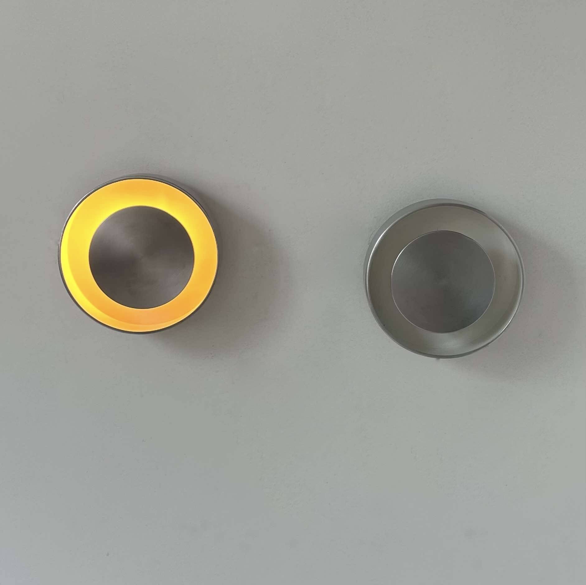 Pair of vintage wall lights, brushed metal, France 1970
