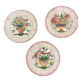 Three earthenware plates from Les Islettes, 18th century