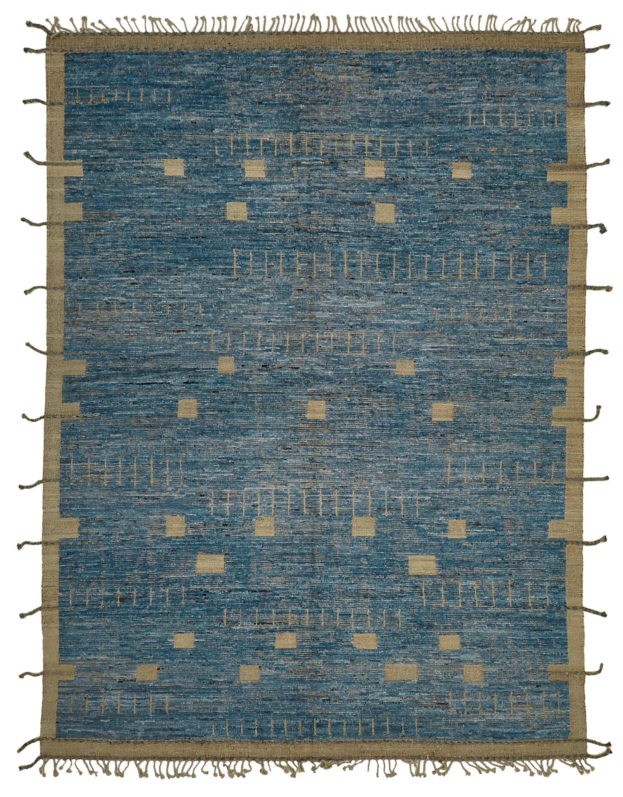 Handmade Turkish One of a Kind 281 cm x 380 cm Blue Wool Carpet