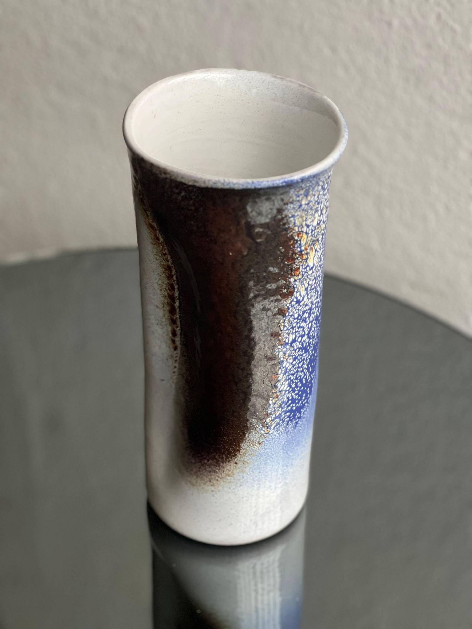 Vintage Mid-Century Modern Ceramic Vase, Hand-Painted,  Italian Pino Castagna