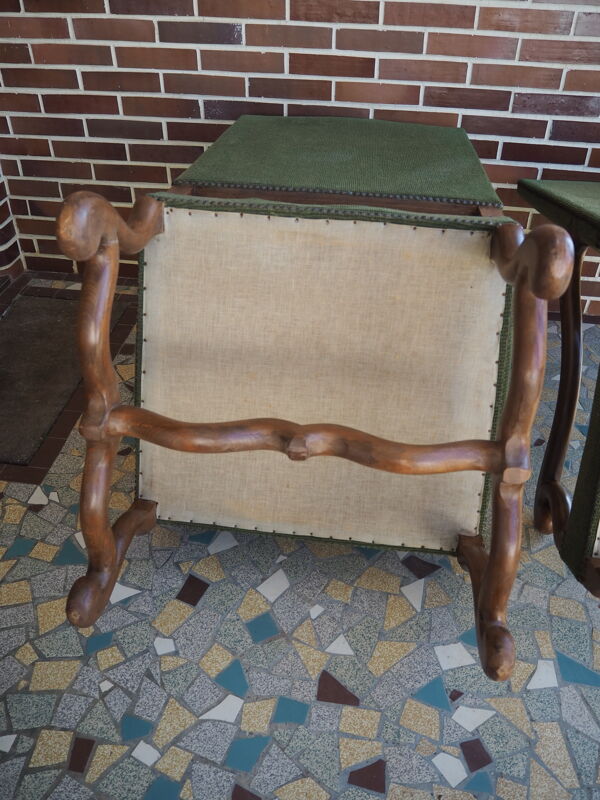 Paire de fauteuils style louis xiii Os de mouton