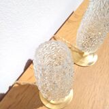 Pair of vintage diamond and brass tulip lamps