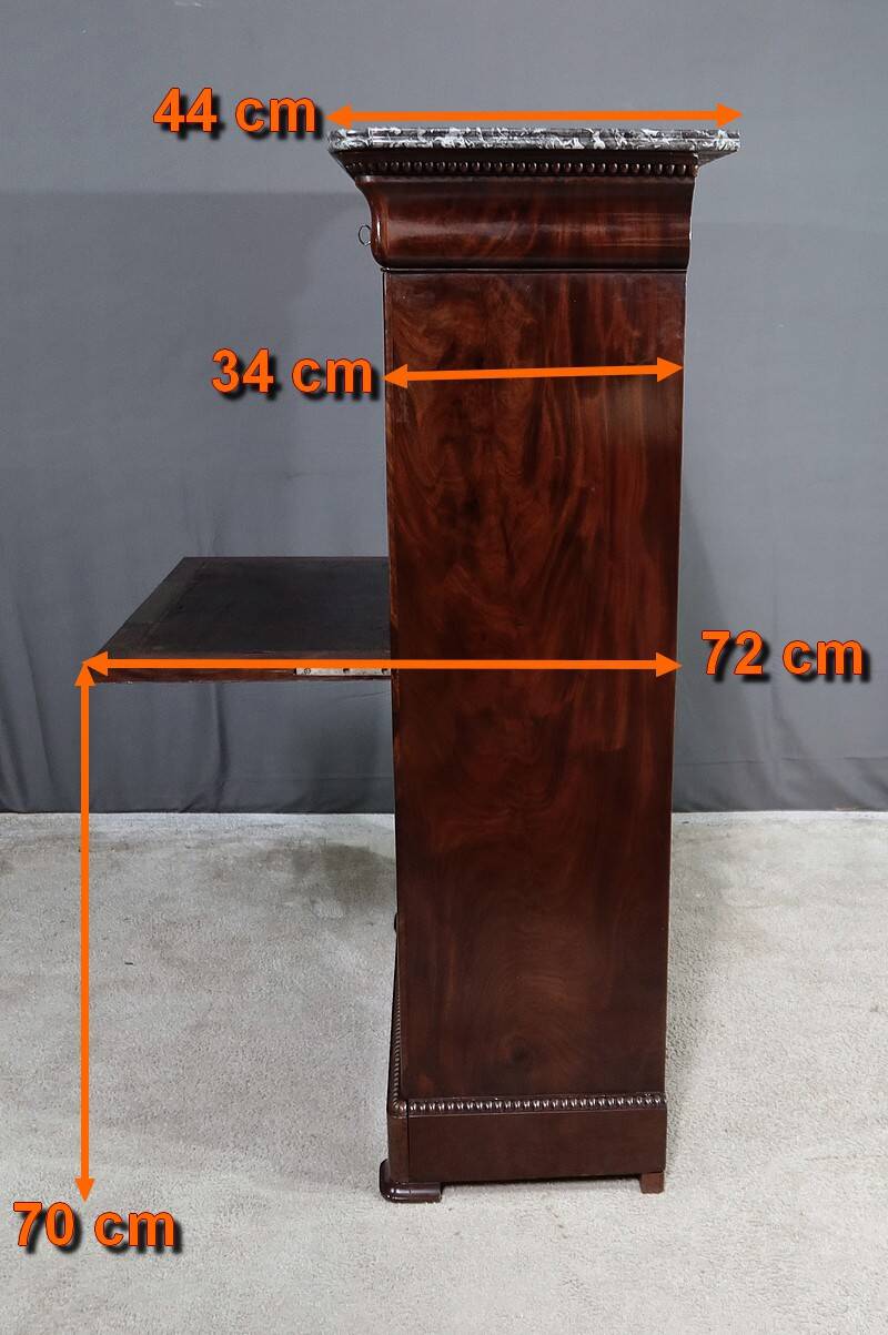 Small Secretary in Burl Mahogany Veneer, Restoration Period – Early 19th Century