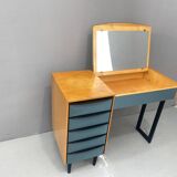 Coiffeuse avec tiroirs de rangement et miroir rabattable