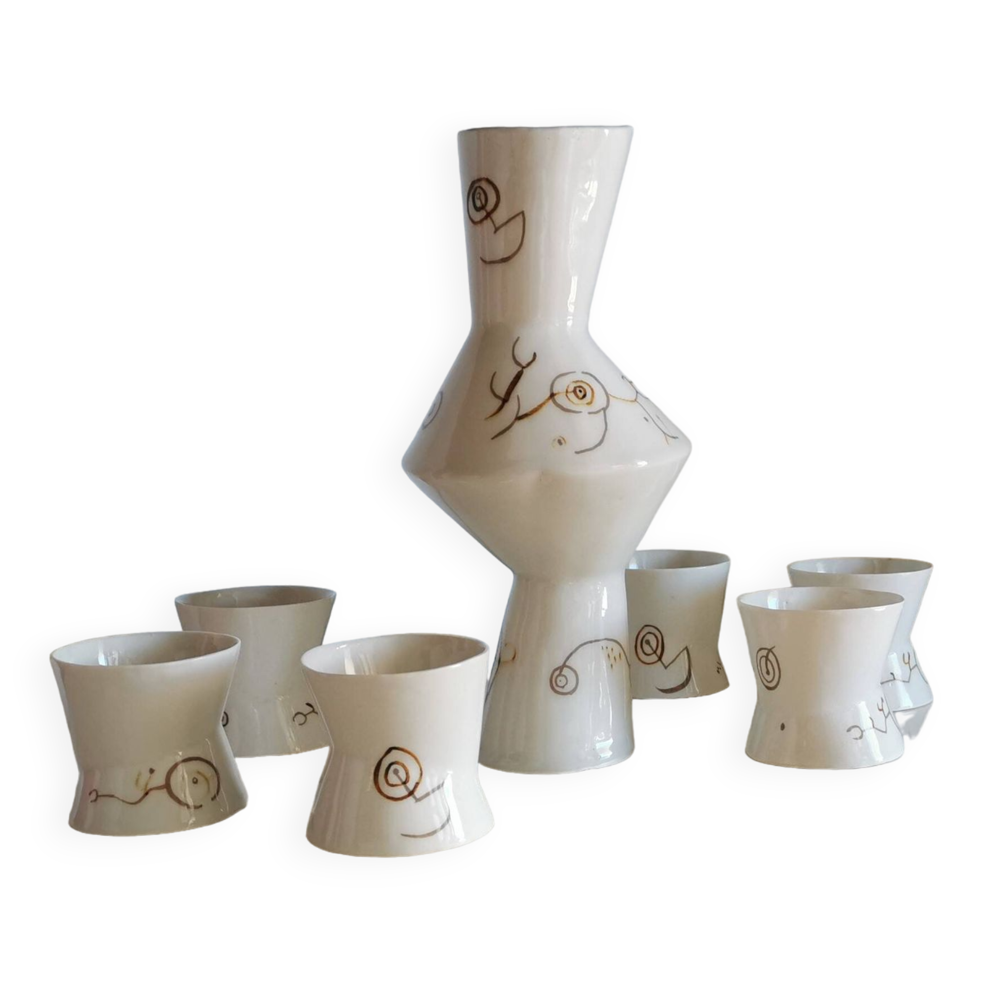 Botella y vasos para vino