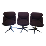 trois fauteuil Wilkhann pivotants tissue + coque signé 1970