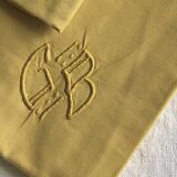 Lot Deux Taies D'Oreillers Anciennes En Coton Jaune Moutarde