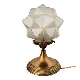 Lampe Art déco en verre et bronze