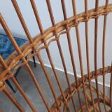 Rocking chair en rotin des années 60