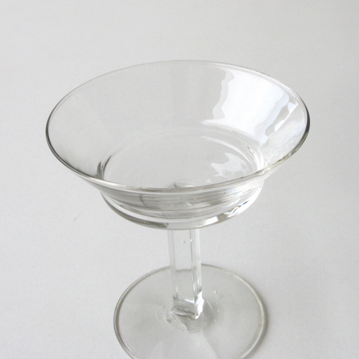 6 old champagne glasses vintage model glass square feet design