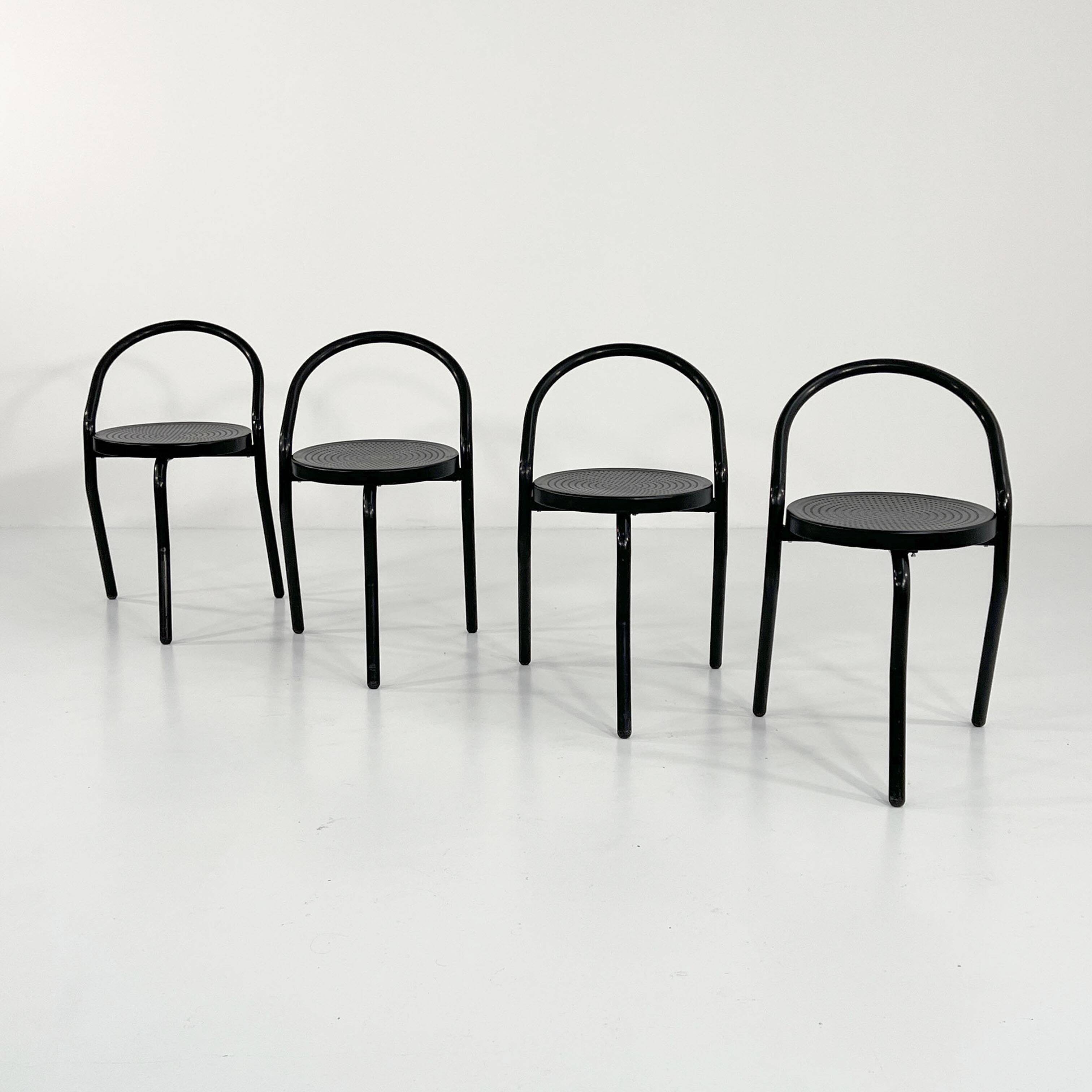 4 chaises en métal postmodernes, 1980