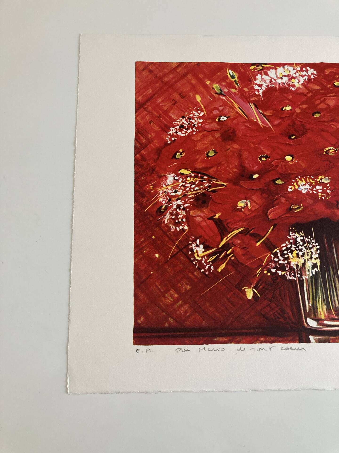 Lithographie (EA) signée Michel Henry - Bouquet Rouge 2005