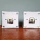 Pair of Ice Cube wall sconces in transparent bubbled glass, 1970s.