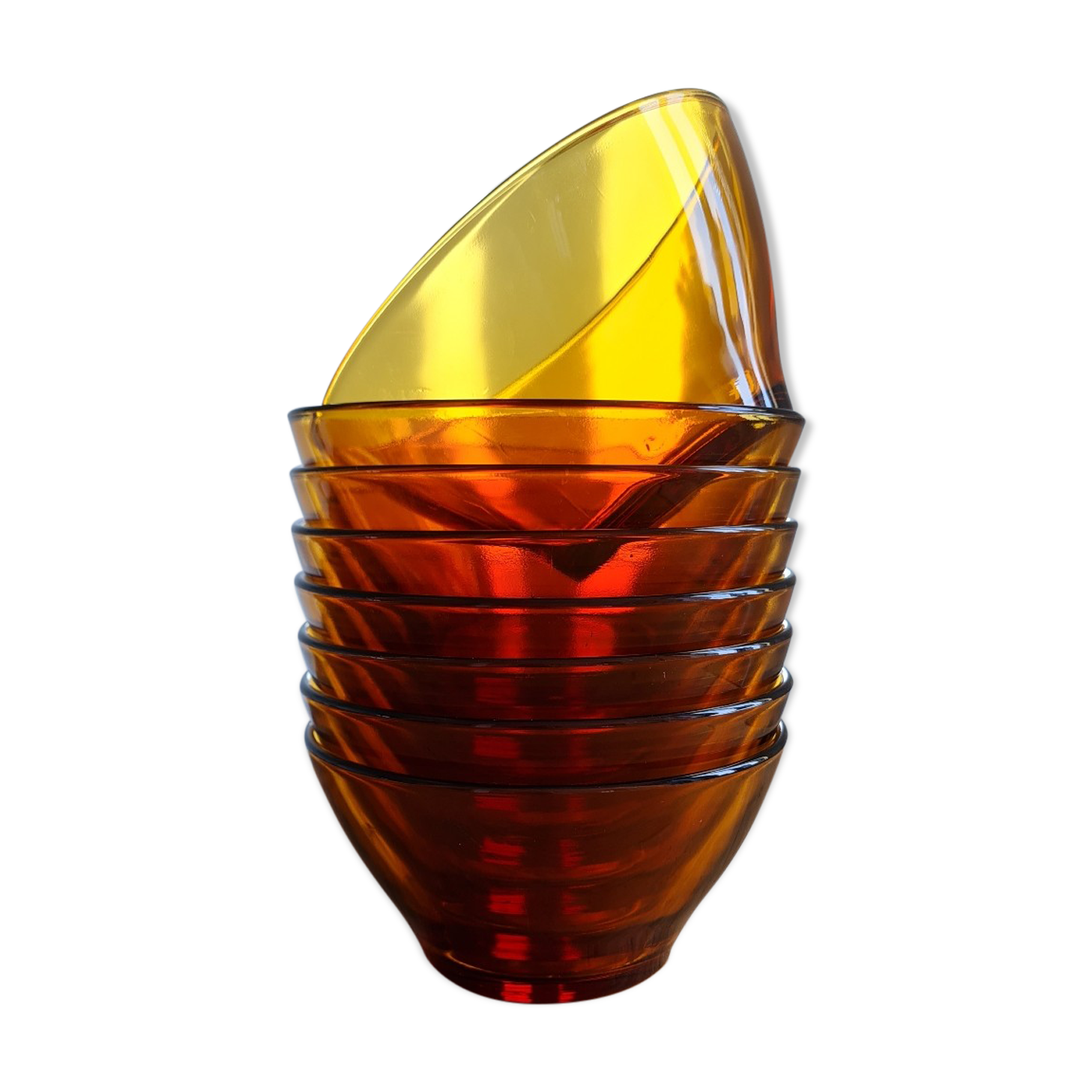 Set of 8 bowls in amber Duralex glass