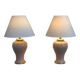 French pair of terracotta ceramic table lamps, 1980s