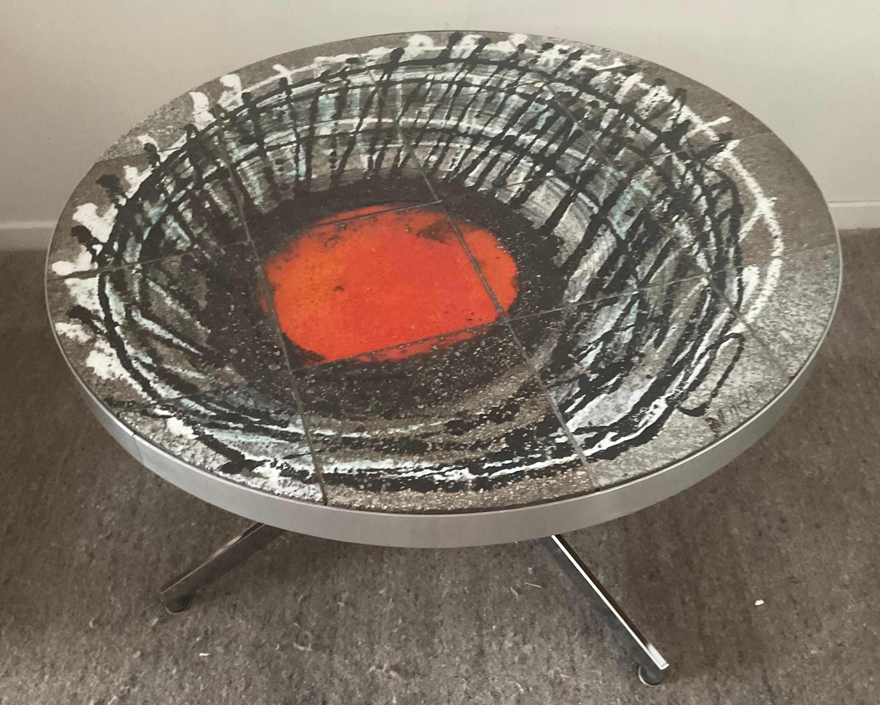 De Nisco coffee table from the 60s and 70s ceramic signed