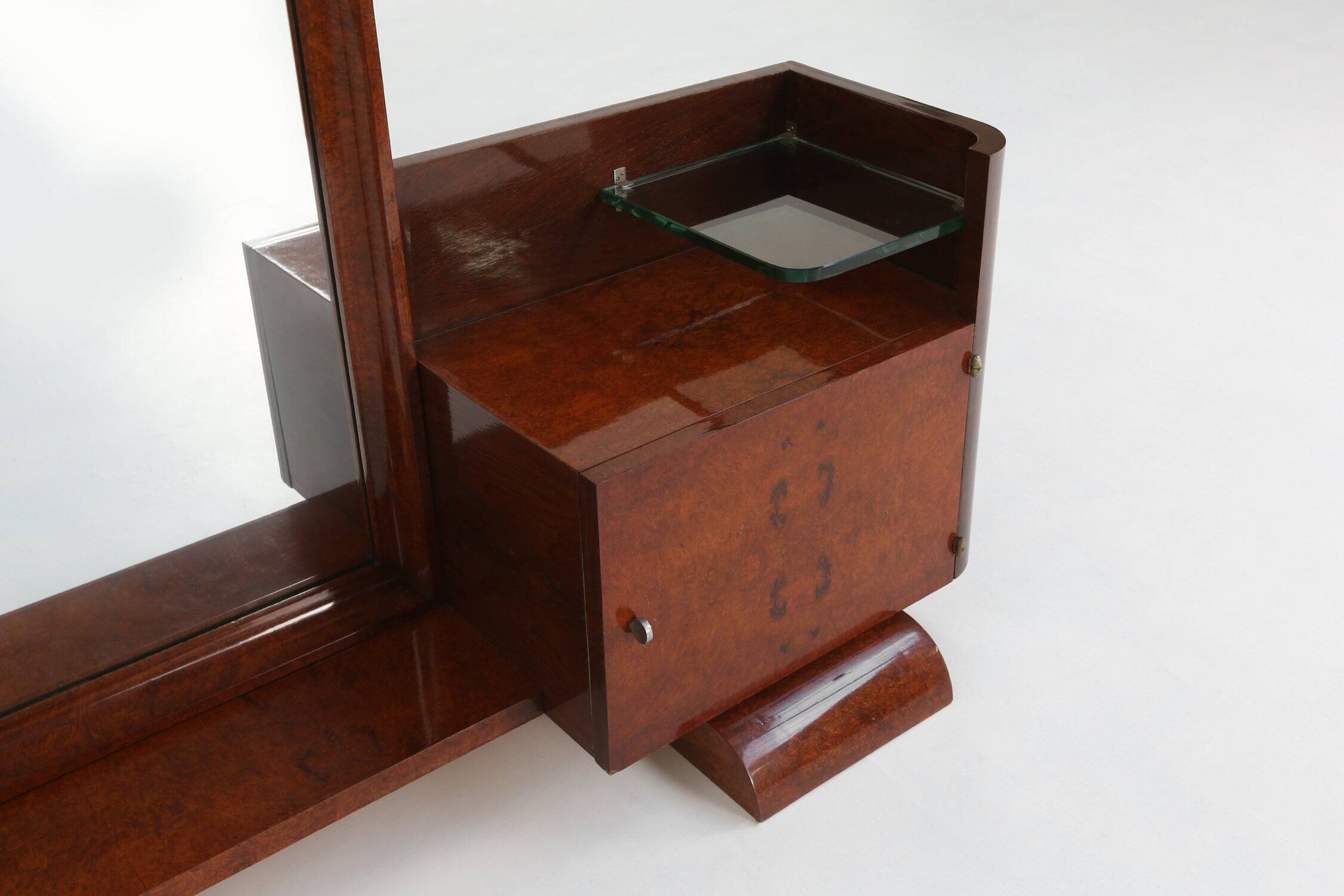 Art Deco Dressing Mirror by De Coene in Walnut Veneer, Belgium 1930s